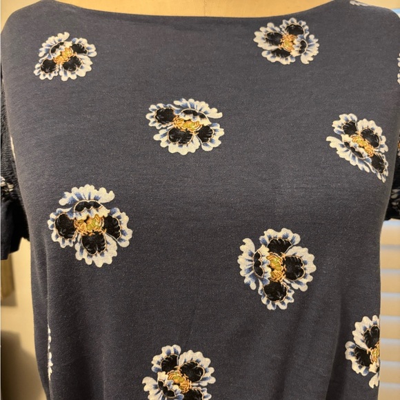 LOFT Navy Floral Midi Dress - Picture 3 of 4